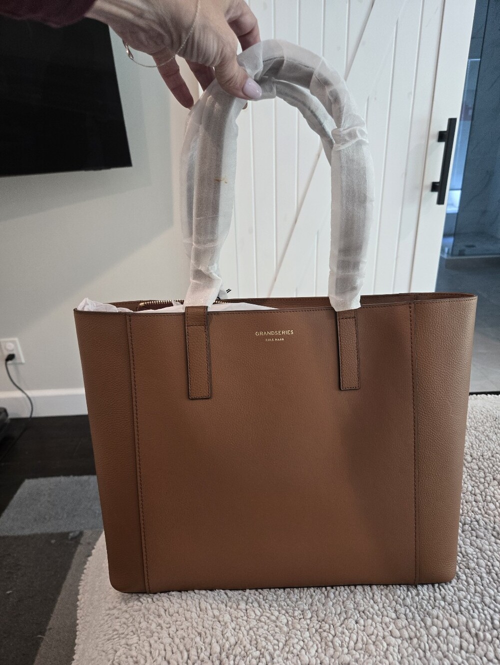 Cole Haan Cognac Leather Tote with Top Handles